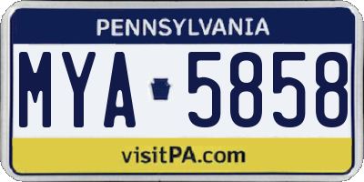 PA license plate MYA5858
