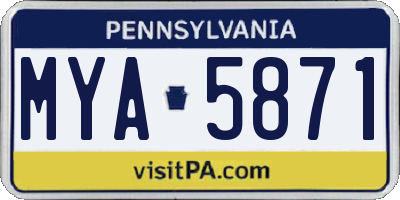 PA license plate MYA5871