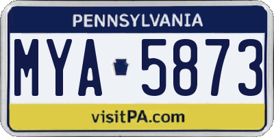 PA license plate MYA5873