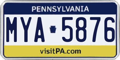 PA license plate MYA5876