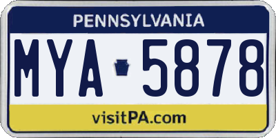 PA license plate MYA5878