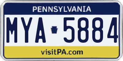 PA license plate MYA5884