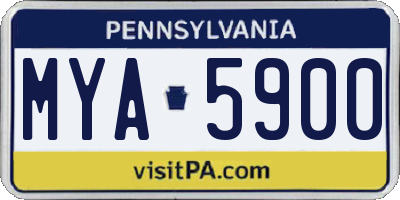 PA license plate MYA5900