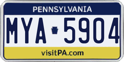 PA license plate MYA5904