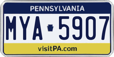 PA license plate MYA5907