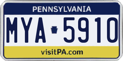 PA license plate MYA5910