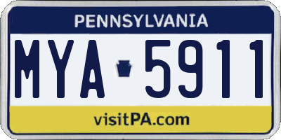 PA license plate MYA5911