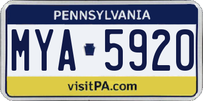 PA license plate MYA5920