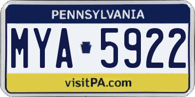 PA license plate MYA5922