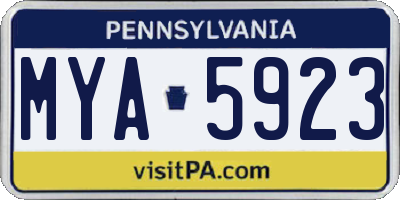 PA license plate MYA5923
