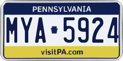 PA license plate MYA5924