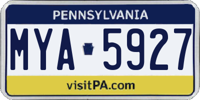 PA license plate MYA5927