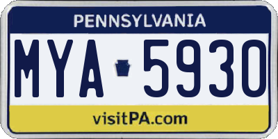 PA license plate MYA5930