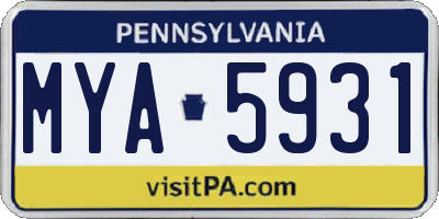 PA license plate MYA5931