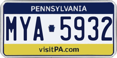 PA license plate MYA5932