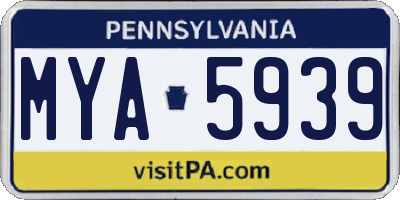 PA license plate MYA5939
