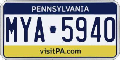 PA license plate MYA5940