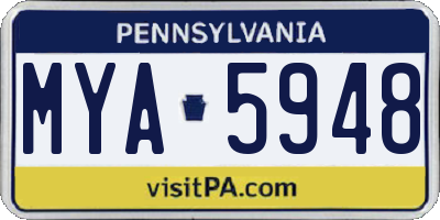 PA license plate MYA5948