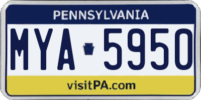 PA license plate MYA5950