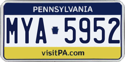 PA license plate MYA5952