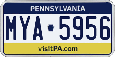 PA license plate MYA5956