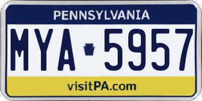 PA license plate MYA5957
