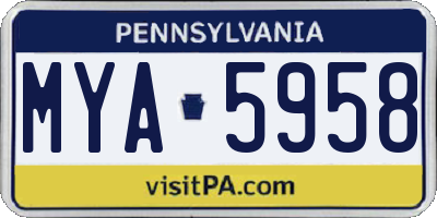PA license plate MYA5958