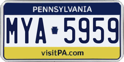 PA license plate MYA5959