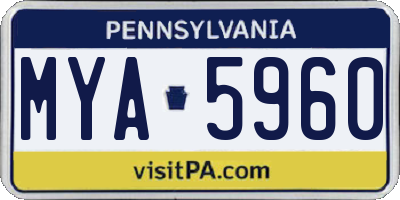 PA license plate MYA5960
