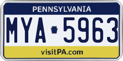 PA license plate MYA5963