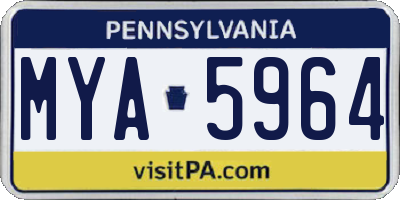 PA license plate MYA5964