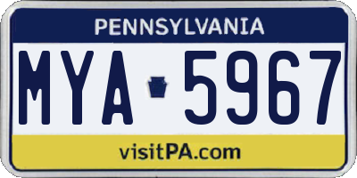 PA license plate MYA5967