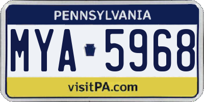 PA license plate MYA5968