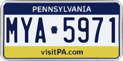 PA license plate MYA5971
