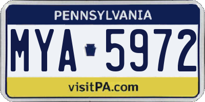 PA license plate MYA5972