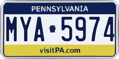 PA license plate MYA5974