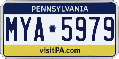 PA license plate MYA5979