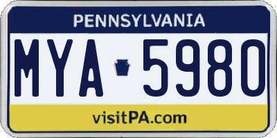 PA license plate MYA5980