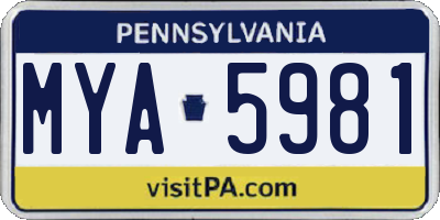 PA license plate MYA5981