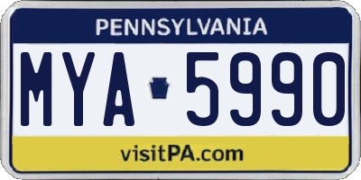 PA license plate MYA5990