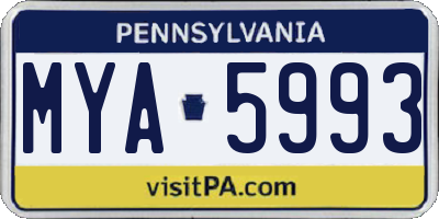 PA license plate MYA5993