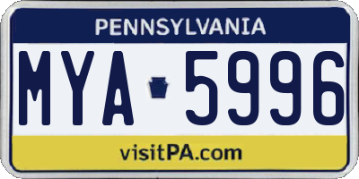PA license plate MYA5996