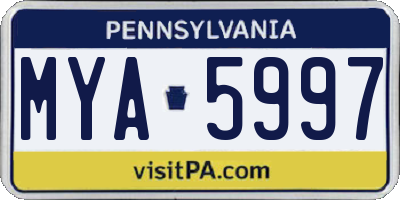 PA license plate MYA5997