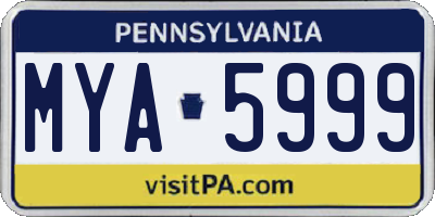 PA license plate MYA5999