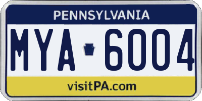 PA license plate MYA6004