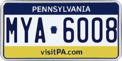 PA license plate MYA6008