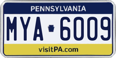 PA license plate MYA6009