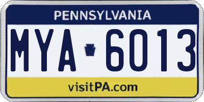 PA license plate MYA6013