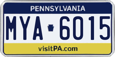 PA license plate MYA6015