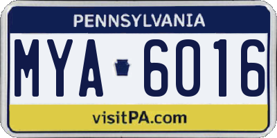 PA license plate MYA6016